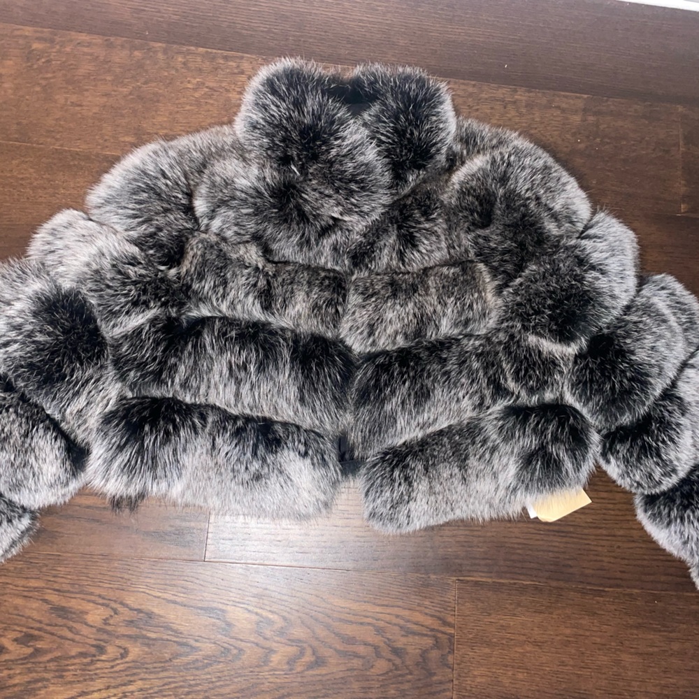 100% REAL FOX FUR crop jacket NEW WITH TAGS